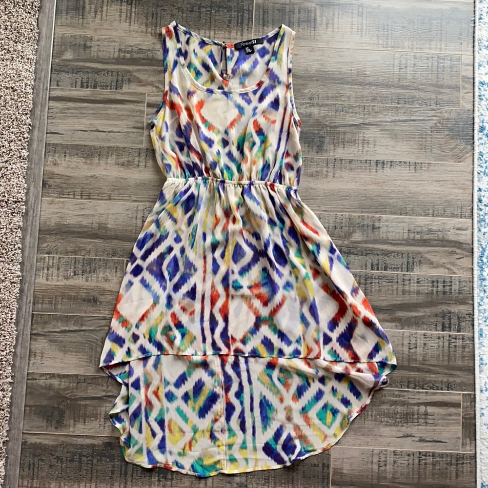 Forever 21 hi low dress with rainbow pattern